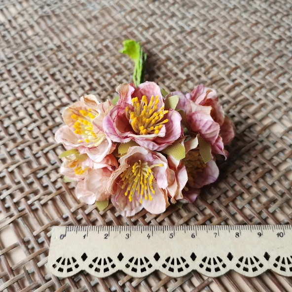 DIY Yapay Gül İpek Çiçek Başı Retro Çiçek Özü - Soluk Köri