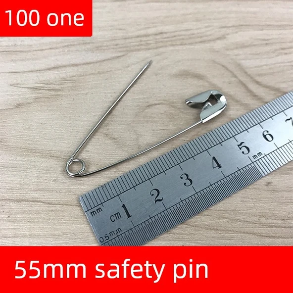 Büyük Boy Sabitleme Broş İğnesi - 55mm Çengelli İğne/100 Adet (No. 4)