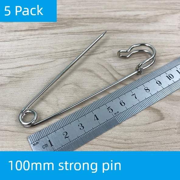 Büyük Boy Sabitleme Broş İğnesi - 100mm Güçlü İğne/5 Adet