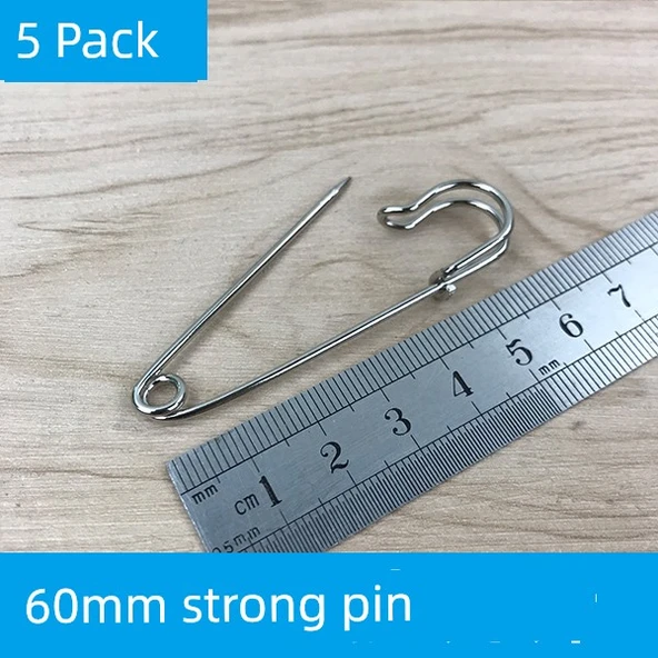 Büyük Boy Sabitleme Broş İğnesi - 60mm Güçlü İğne/5 Adet