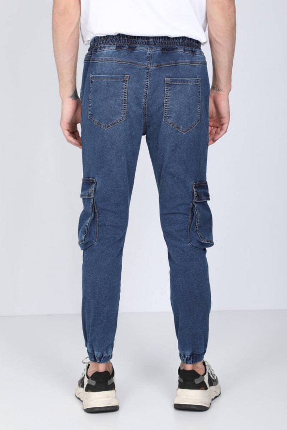 Erkek Koyu Mavi Kargo Cepli Jogger Pantolon - 3