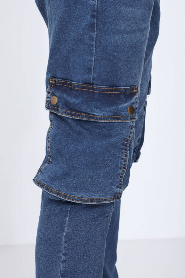 Erkek Koyu Mavi Kargo Cepli Jogger Pantolon - 5