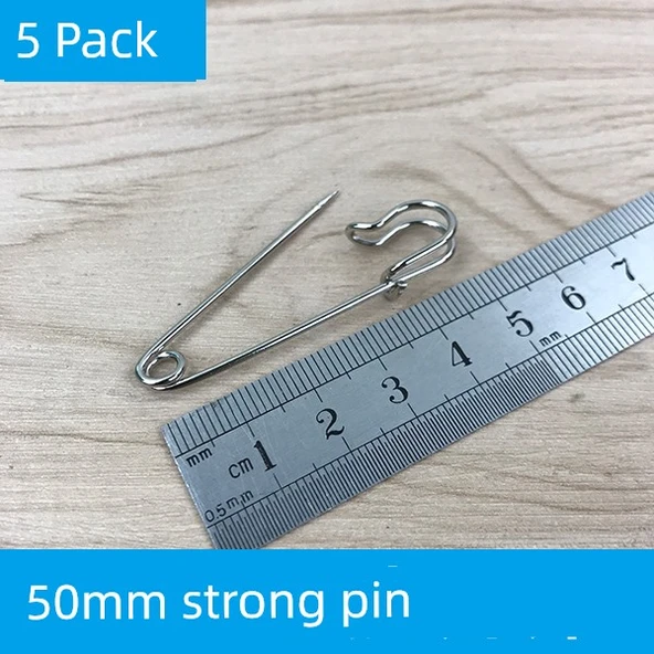 Büyük Boy Sabitleme Broş İğnesi - 50mm Güçlü İğne/5 Adet
