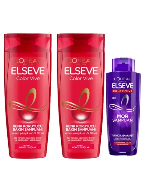 Loreal Elseve Renk Koruyucu Şampuan Seti & Turunculaşma Karşıtı Mor Şampuan