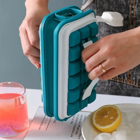 32 Bölmeli Buz Kalıbı - Açılır Silikon Bölmeli Plastik Küp Buzluk (368368)