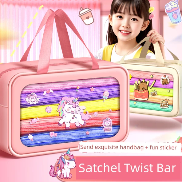DIY Bükülebilir Çubuk El Sanatları Seti - Deluxe Tam Set Pembe Çanta, 843 Parça (10 Renk/600 Adet) - 2