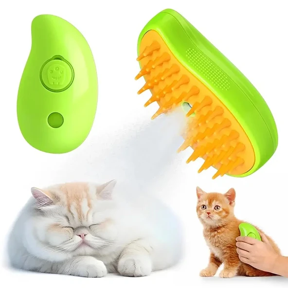 Buharlı Yumuşak Silikon Uçlu Kedi - Köpek Tüy Tarama Tarağı Yıkama Tımar Fırçası (368368)