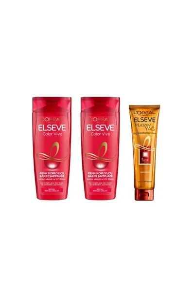 Loreal Elseve Color Vive Şampuan Set (2 Adet Şampuan + 1 Adet Saç Bakım Kremi)