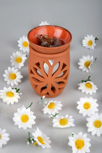 Lotus Çiçeği  El Yapımı Çömlek Buhurdanlık Tütsülük (368368)