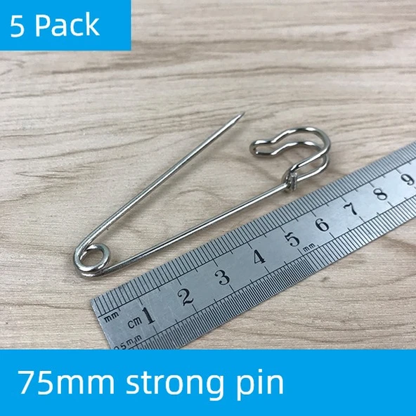 Büyük Boy Sabitleme Broş İğnesi - 75mm Güçlü İğne/5 Adet