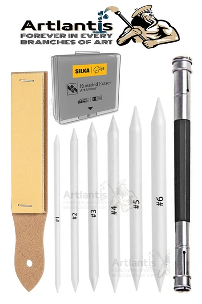 Ahşap İnsan Modeli 14cm A4 21x30 Eskiz Defteri Dereceli Karakalem Dağıtma Kalemi Zımpara Kalem Uzatma Aparat Hamur Silgi - 6