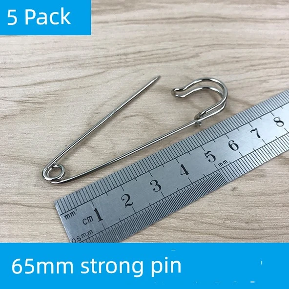 Büyük Boy Sabitleme Broş İğnesi - 65mm Güçlü İğne/5 Adet