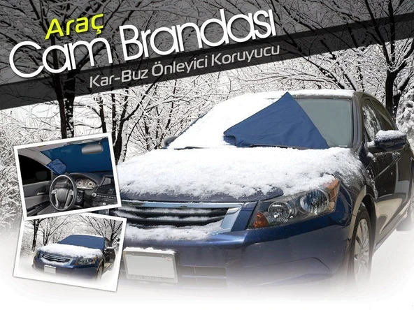 Araç Kar Buz Önleyici Büyük Boy Araç Ön Cam Brandası (150 cm x 70 cm) (368368)