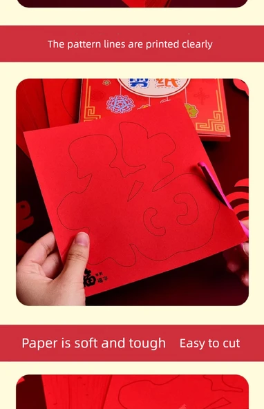Yeni Yıl Kağıt Kesme Pencere Süsü - 10x10cm Set / 100 Adet + Ayı Makas + Kağıt Kesme Kitabı - 9