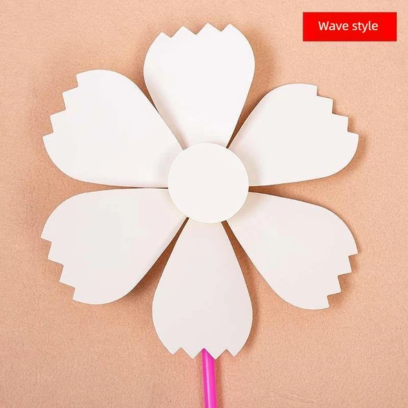 DIY Boyama Yel Değirmeni Seti - Çocuklar için - Altı Yapraklı [Dalga]