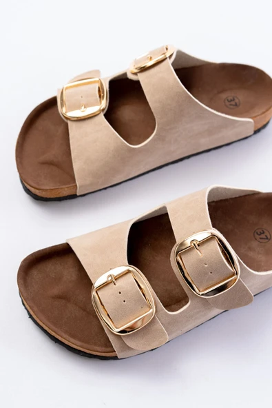 Bej Günlük Birkenstock Kadın Terlik - Resim 4