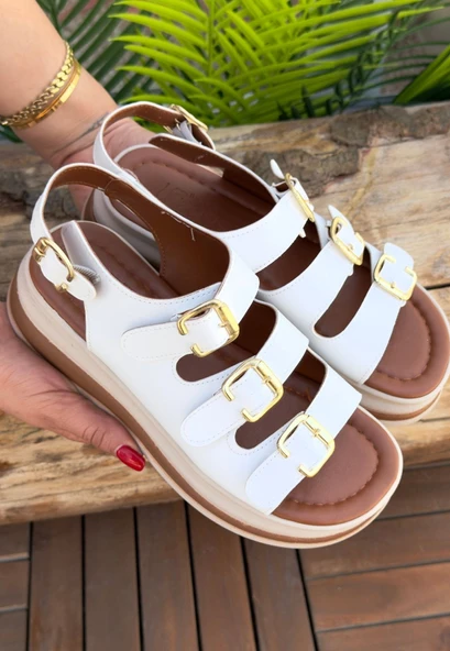 Jatay Beyaz Cilt Sandalet - Resim 2