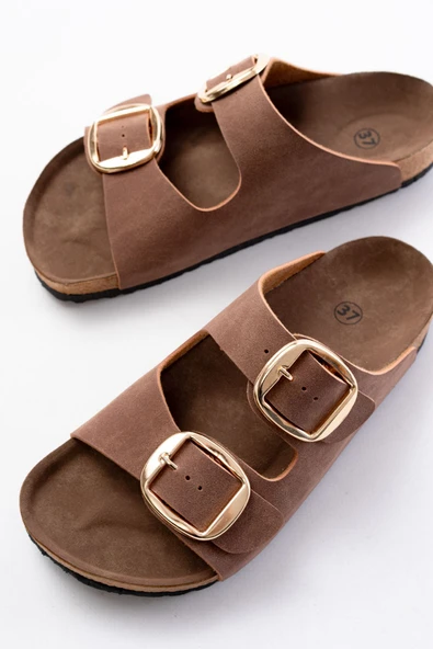 Taba Günlük Birkenstock Kadın Terlik - Resim 4