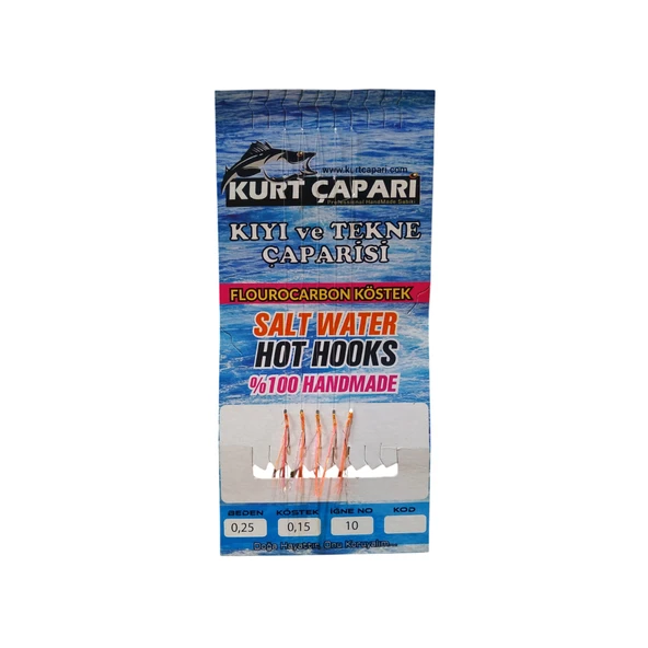 Kurt Çapari 10 Numara 5 İğneli UV Turuncu Simli 0.25 Beden 0.15 Kısa Köstek - Resim 2