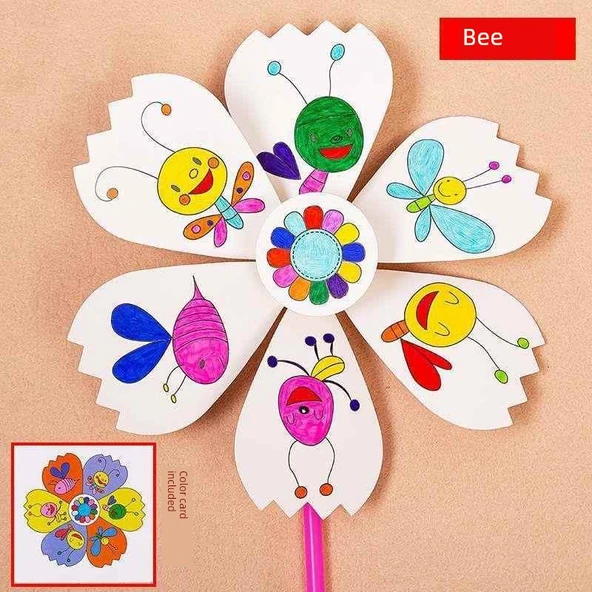 DIY Boyama Yel Değirmeni Seti - Çocuklar için - Arı Temalı - 1