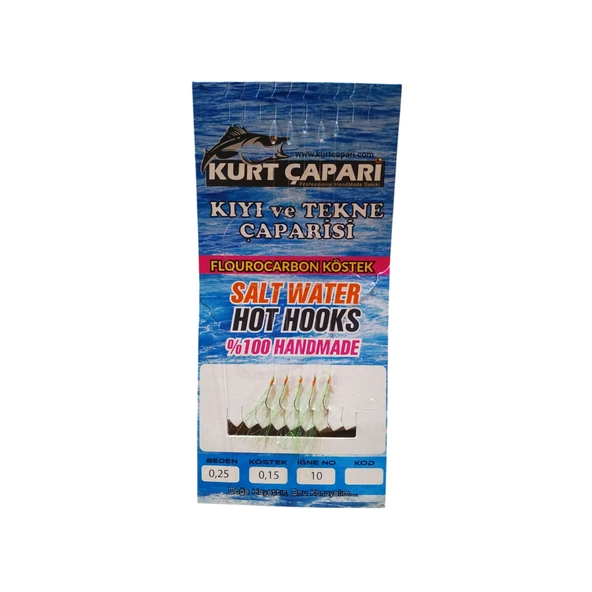 Kurt Çapari 10 Numara 5 İğneli Yeşil Simli 0.25 Beden 0.15 Kısa Köstek ürün görseli 1