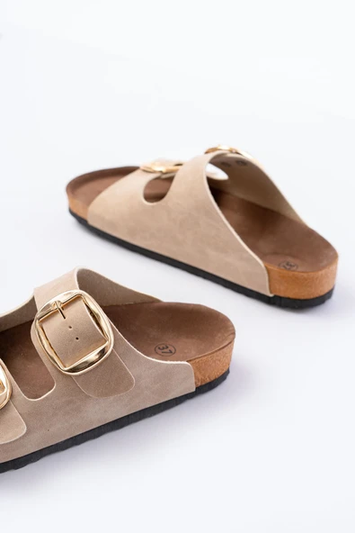 Bej Günlük Birkenstock Kadın Terlik - Resim 5