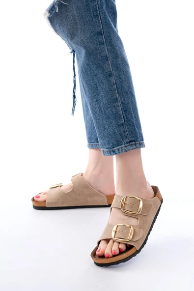 Bej Günlük Birkenstock Kadın Terlik - Resim 2