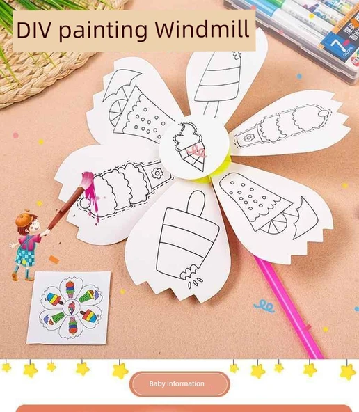DIY Boyama Yel Değirmeni Seti - Çocuklar için - Tatlı Meyve - 8