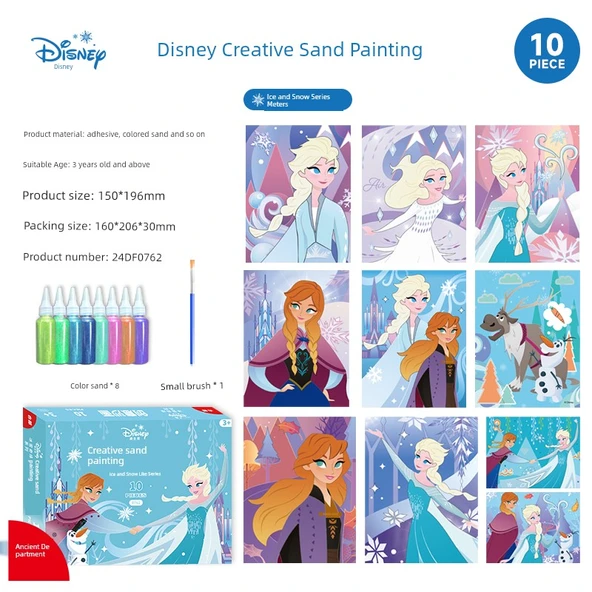 Disney Frozen Kum Boyama Seti - 10 Kart, 8 Renk Kum, Fırça