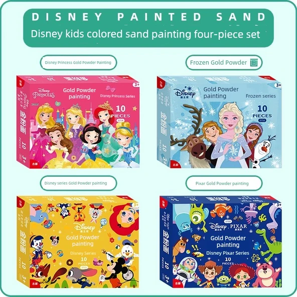 Frozen Prenses Pixar Mickey Altın Tozu Boyama 4'lü Set