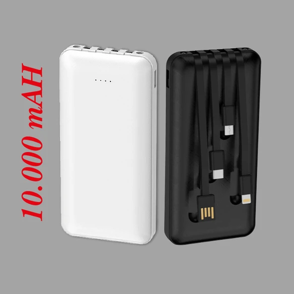 DualCharge 10.000 mAh  Type-C/Lightning/USB, Fenerli Powerbank Siyah