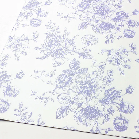 Retro Çiçekli MG Kağıt - 5 Adet Mor Öğleden Sonra Çiçekleri 50x70cm