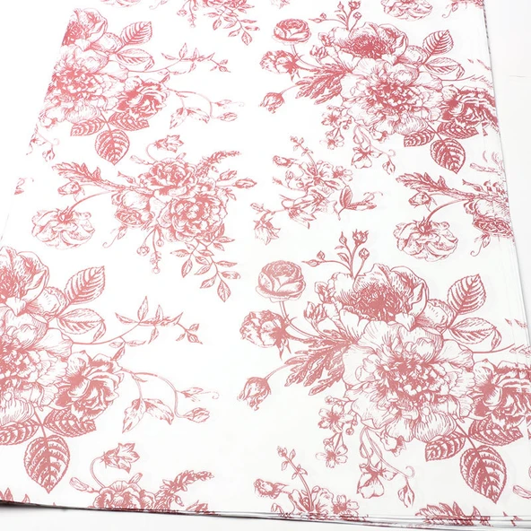 Retro Çiçekli MG Kağıt - 10 Adet Bordo Öğleden Sonra Çiçekleri 50x70cm