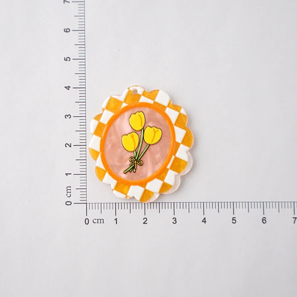 DIY Aksesuar - Gülen Yüz Çiçek Akrilik Yama - No. 10-F787