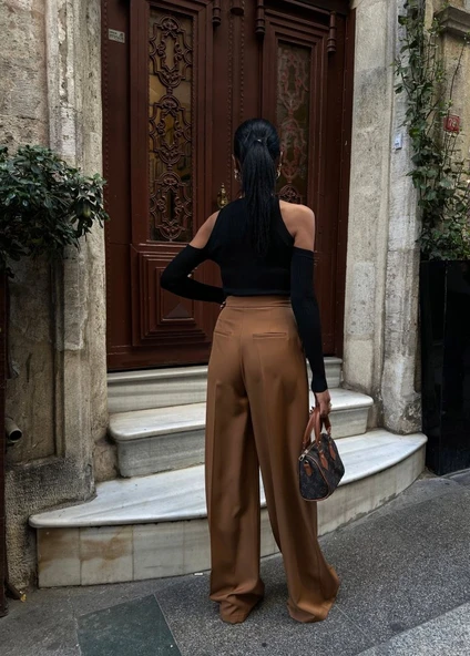 Lucky Life Kadın Üç Düğme Detayli Palazzo Pantolon