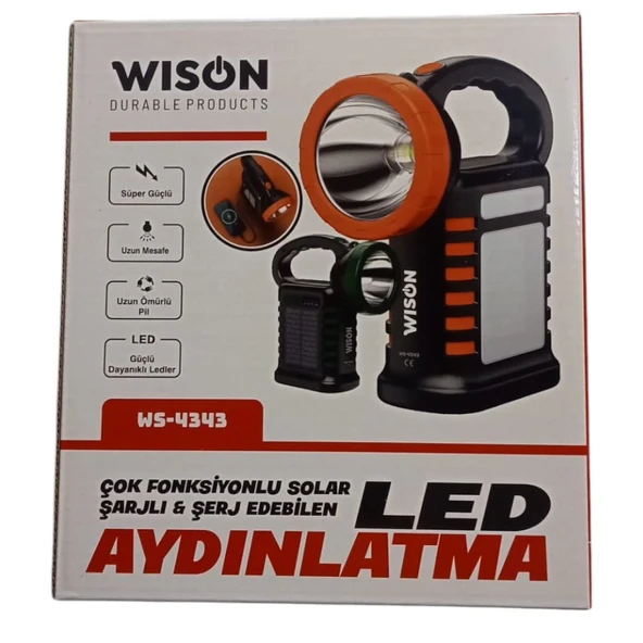 Wıson Ws-4343 Çok Fonksiyonlu Solar Şarjlı Powerbanklı Kamp Lambası - 3