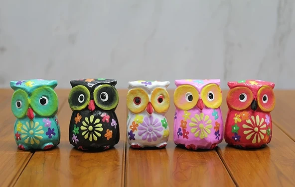 Ahşap 5'li Baykuş Seti Polos:6 ürün görseli 1