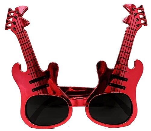 Kırmızı Renk Rockn Roll Gitar Şekilli Parti Gözlüğü 15x15 Cm