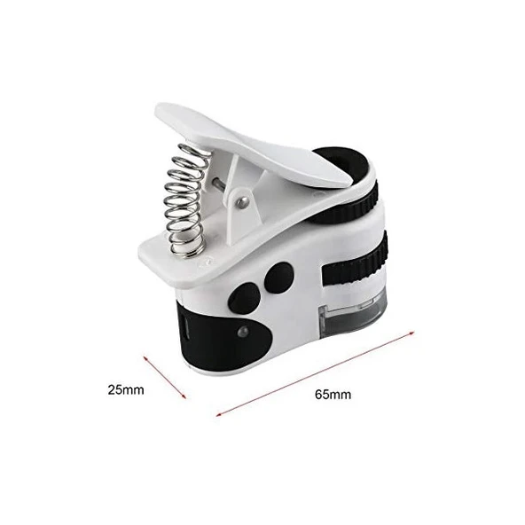 60x Mini Cep Telefonu Için Mandallı Mikroskop Uv Ledli Büyüteç Model Al2431 - 5