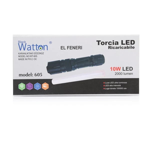 10w 2000 Lümen 4 Renk Güçlü El Feneri  Wt-605 - 4