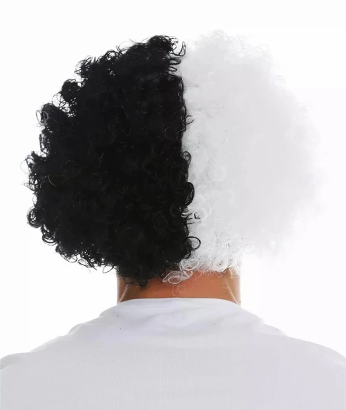 Siyah Beyaz Kıvırcık Afro Bonus Peruk Taraftar Bonus Saç - 2