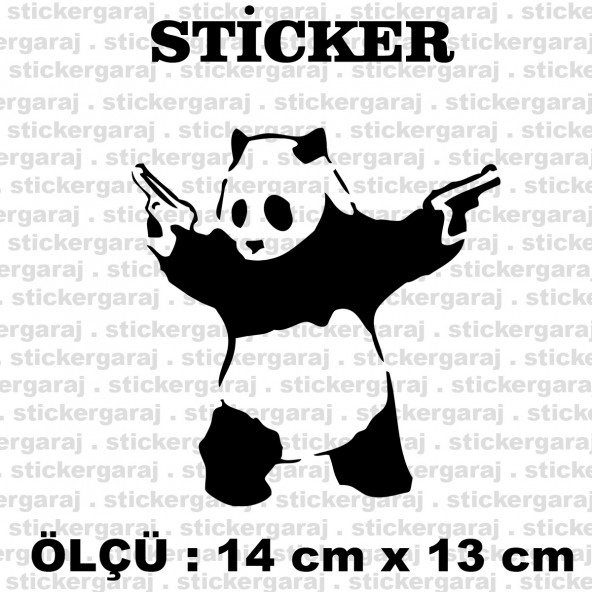 silahlı artist psikopat panda 2 adet sticker ürün görseli