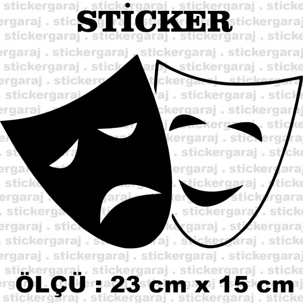 tiyatro maske suratlar 2 adet sticker - Araba motosiklet kask buzdolabı cam otomobil atv laptop tablet duvar stickerı