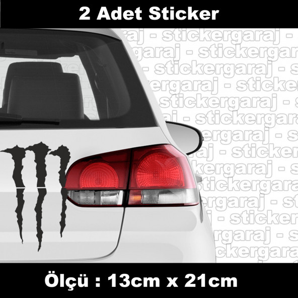 pençe yırtık canavar 2 adet sticker - Araba motosiklet kask buzdolabı cam otomobil atv laptop tablet duvar stickerı
