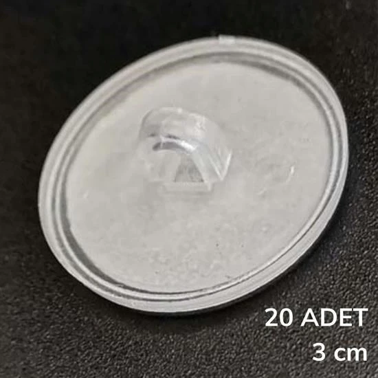 20 Adet Şeffaf Yuvarlak 3 Cm Çaplı Güçlü Disk Yapışkanlar - 3