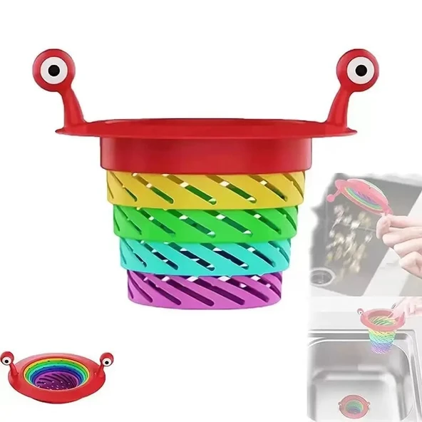Mutfak - Banyo  Lavabo Filtresi Süzgeci Gökkuşağı Kademeli Drenaj Deliği Atık Filtresi - 2