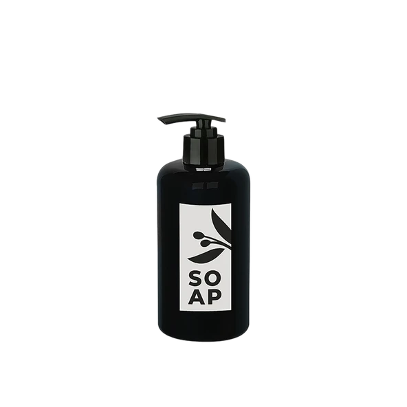 Sıvı Sabunluk Yuvarlak Plastik Pompalı 500 Ml - Siyah