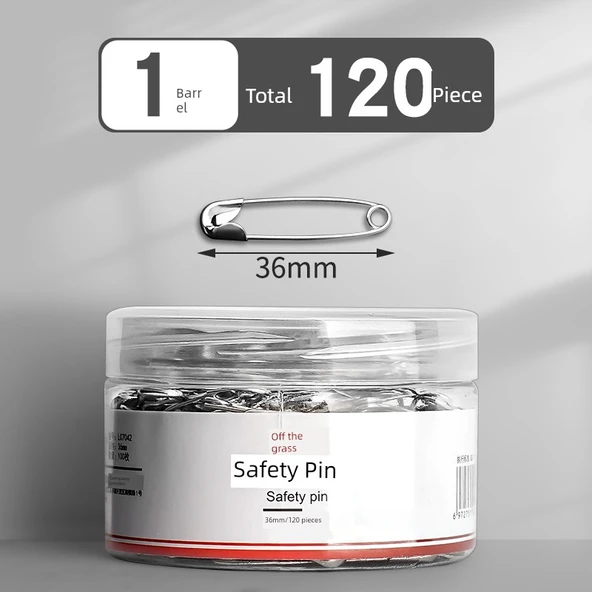 Orta Boy Metal Çengelli İğne - 36mm - 120 Adet