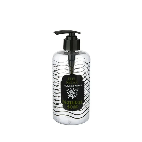 Şeffaf Sıvı Sabunluk Yuvarlak Plastik Pompalı 500 Ml - 4