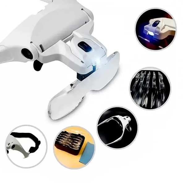 Şarjlı Gözlük Büyüteç Çalışma Büyüteci 5 Lensli 9892b2c - Resim 6